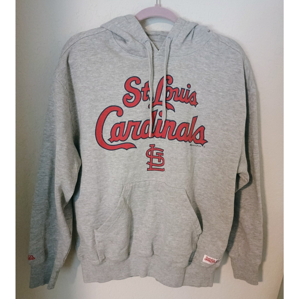 Stitches MLB St. Louis Cardinals Gray Pull-Over Hoodie Sz L